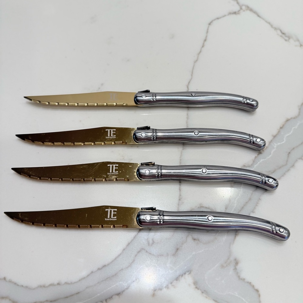 Todd English 4 Piece Stainless Steel Laguiole Steak Knife Set Knives Cutlery